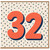 32nd Birthday Card, Bold Number 32 Retro Polka Dot Design