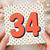 34th Birthday Card, Large 34 Number Design with Polka Dot Background