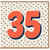 35th Birthday Card, Bold Retro Polka Dot Design