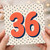 36th Birthday Card, Retro Polka Dot Number 36 Card
