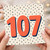 107th Birthday Card, Bold Retro Number Design