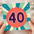 40th Birthday Card, Retro Starburst Number 40 Design