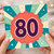 80th Birthday Card, Retro Starburst Design