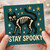 Stay Spooky Black Cat Skeleton Halloween Card with Stars - Fun Cute Spooky Design - Blank Inside - A6 Greeting Card with Envelope