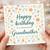 Grandmother Birthday Card - Happy Birthday to a Wonderful Grandmother - Floral Watercolour Design - Square Greeting Card with Envelope
