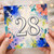 28th Birthday Card, Colourful Watercolour Floral Number 28 Card