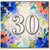 30th Birthday Card, Watercolor Floral Number 30 Card