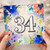 34th Birthday Card, Colourful Watercolour Floral Design