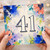 41st Birthday Card, Floral Watercolour Number 41 Birthday Card
