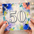 50th Birthday Card, Bold Floral Watercolour Design