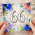 66th Birthday Card, Colourful Floral Paint Splash Design