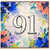 91st Birthday Card, Colourful Floral Watercolour Number 91 Card