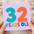 32nd Birthday Card, 32 Years Old Colourful Number Card