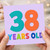 38th Birthday Card, 38 Years Old Colourful Number Card
