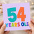54th Birthday Card, 54 Years Old Colourful Number Card