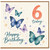 6th Birthday Card, Butterfly Design, Happy 6 Today Birthday Card