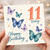 11th Birthday Card, Butterfly Happy Birthday Card