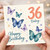 36th Birthday Card, Happy Birthday Butterflies Card
