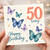 50th Birthday Card, Butterfly Happy Birthday Card