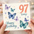 97th Birthday Card, Happy Birthday Butterfly Card