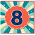8th Birthday Card, Retro Number 8 Celebration Card