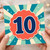 10th Birthday Card, Retro Starburst Number 10 Celebration Card