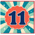 11th Birthday Card, Retro Starburst Number 11 Celebration Card