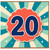 20th Birthday Card, Retro Starburst Design