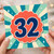 32nd Birthday Card, Retro Number 32 Birthday Card