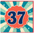 37th Birthday Card, Retro Starburst Number 37 Card