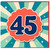 45th Birthday Card, Retro Sunburst Number 45 Card