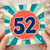 52nd Birthday Card, Retro Sunburst Number 52 Celebration Card