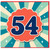 54th Birthday Card, Retro Starburst Number 54 Card