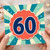 60th Birthday Card, Retro Sunburst Number 60 Card