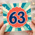 63rd Birthday Card, Retro Starburst Number 63 Card