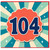 104th Birthday Card, Retro Sunburst 104 Design Card
