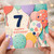 7th Birthday Card, with Balloons and Confetti