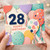 28th Birthday Card, Happy Birthday Balloons Design