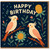 Happy Birthday Card - Cute Cockatiels Parrots with Floral Illustration - Bird Nature Design - For Her, Him, Friend, Mum, Dad - Square Greeting Card