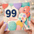 99th Birthday Card, Happy Birthday Balloons and Confetti Design