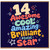 14th Birthday Card, Awesome Cool Amazing Brilliant Total Star Card