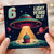 6th Birthday Card, Light Years Old Space UFO and Cupcake Design