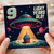 9th Birthday Card, Light Years Old Space UFO Cupcake Design