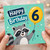 6th Birthday Card, Cute Raccoon Happy Birthday Card