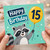 15th Birthday Card, Happy Birthday Raccoon Balloon Card