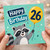 26th Birthday Card, Cute Raccoon Happy Birthday Card