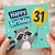 31st Birthday Card, Happy Birthday Raccoon Balloon Card