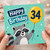 34th Birthday Card, Cute Raccoon Balloon Happy Birthday Card