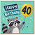 40th Birthday Card, Cute Raccoon Happy Birthday Card