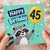 45th Birthday Card, Happy Birthday Raccoon Balloon Card